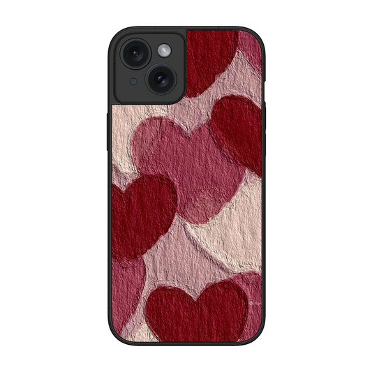 Maroon Hearts Printed Protective Phone Cover for iPhone 15 Plus
