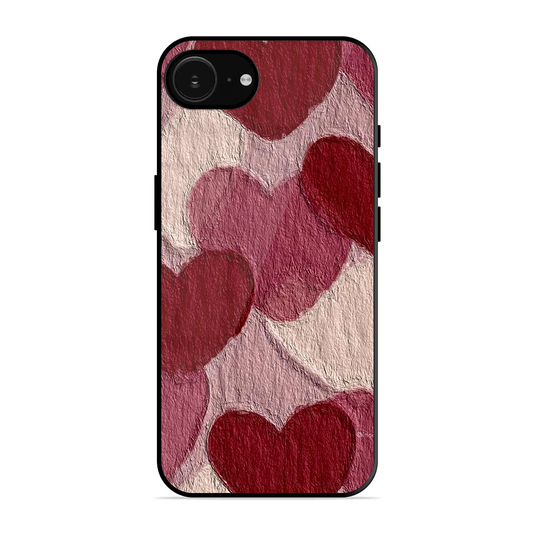 Maroon Hearts Printed Protective Phone Cover for iPhone 16e