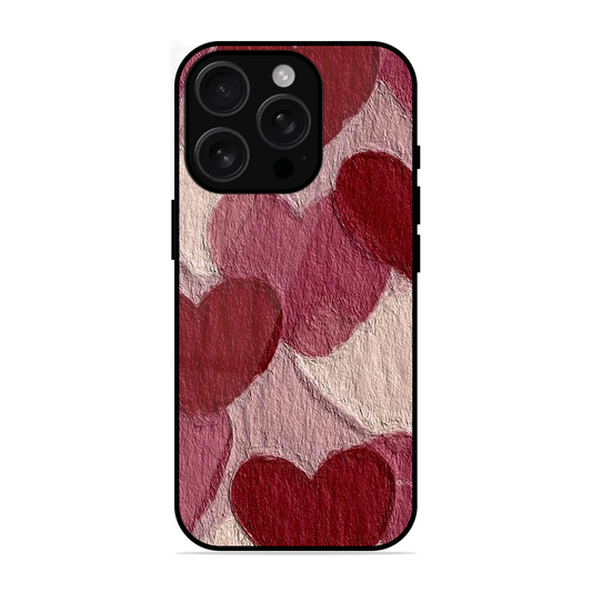 Maroon Hearts Printed Protective Phone Cover for iPhone 16 Pro Max
