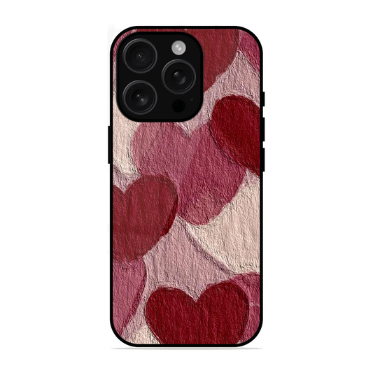 Maroon Hearts Printed Protective Phone Cover for iPhone 16 Pro