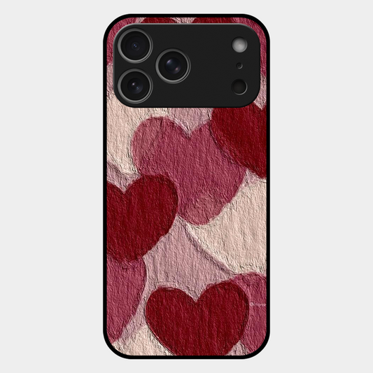 Maroon Hearts Printed Protective Phone Cover for iPhone 17 Pro Max