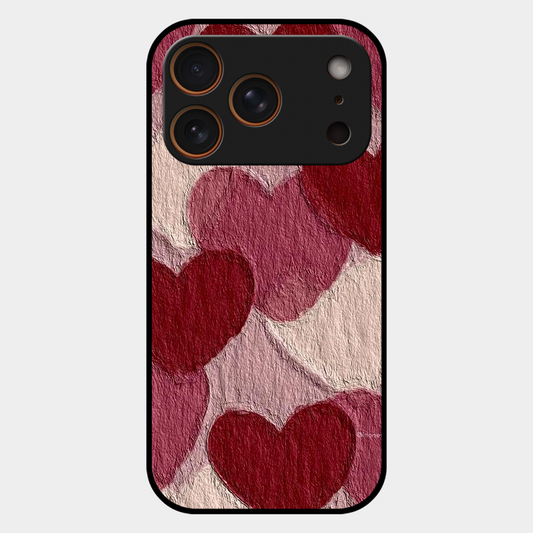 Maroon Hearts Printed Protective Phone Cover for iPhone 17 Pro