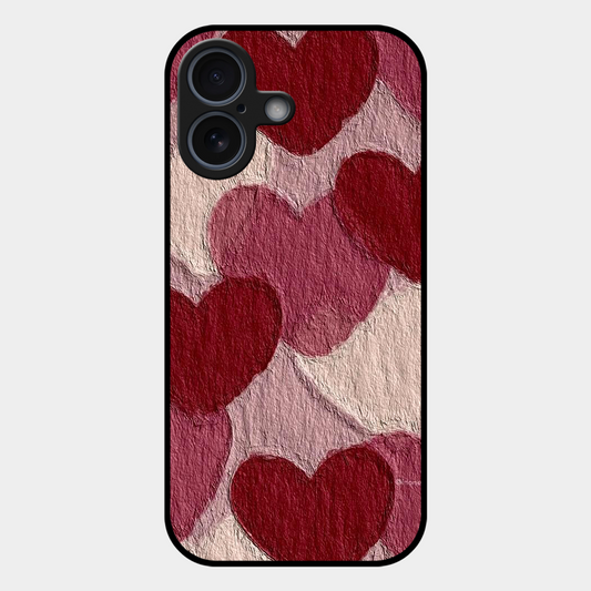 Maroon Hearts Printed Protective Phone Cover for iPhone 17