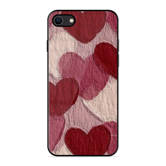 Maroon Hearts Printed Protective Phone Cover for iPhone SE 2020