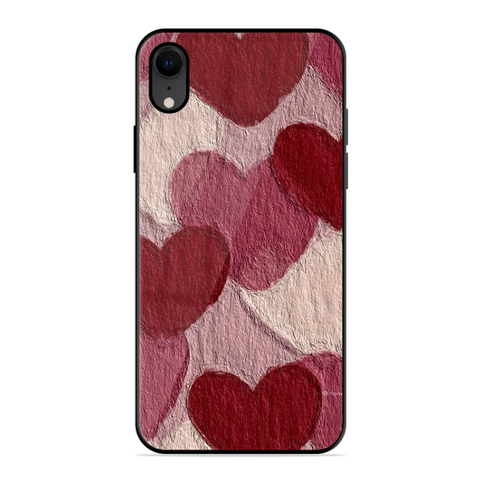 Maroon Hearts Printed Protective Phone Cover for iPhone XR