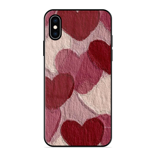 Maroon Hearts Printed Protective Phone Cover for iPhone XS Max