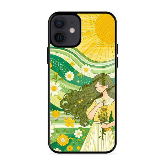 Floral Girl Printed Protective Phone Cover for iPhone 12 Mini