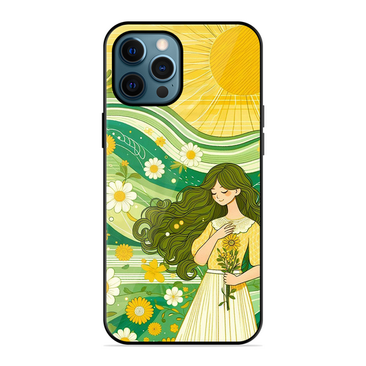 Floral Girl Printed Protective Phone Cover for iPhone 12 Pro