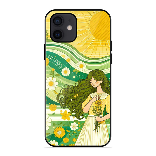 Floral Girl Printed Protective Phone Cover for iPhone 12