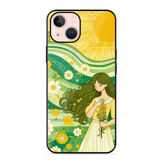 Floral Girl Printed Protective Phone Cover for iPhone 13 Mini