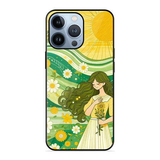 Floral Girl Printed Protective Phone Cover for iPhone 13 Pro