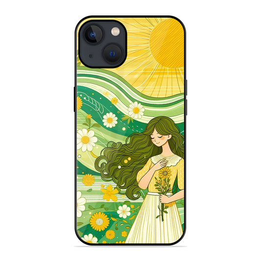Floral Girl Printed Protective Phone Cover for iPhone 13