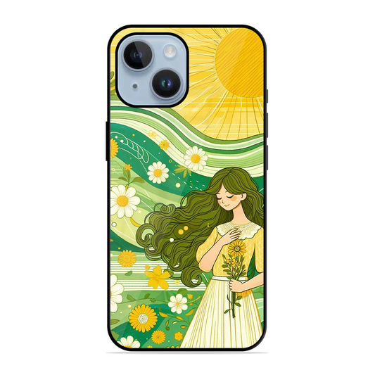 Floral Girl Printed Protective Phone Cover for iPhone 14 Plus