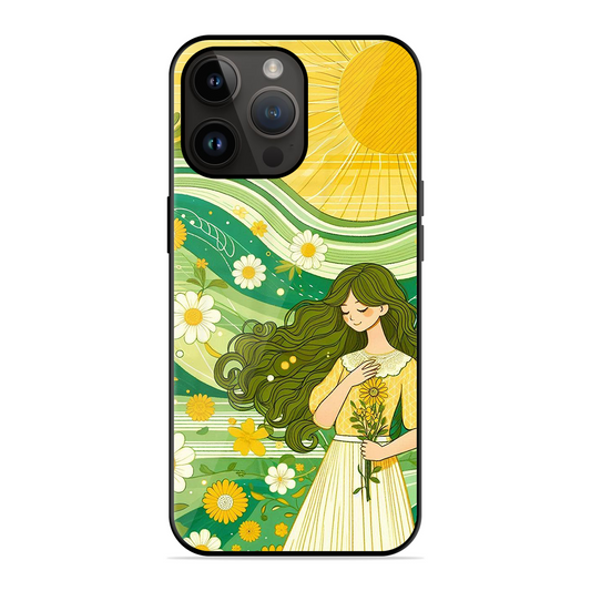 Floral Girl Printed Protective Phone Cover for iPhone 14 Pro