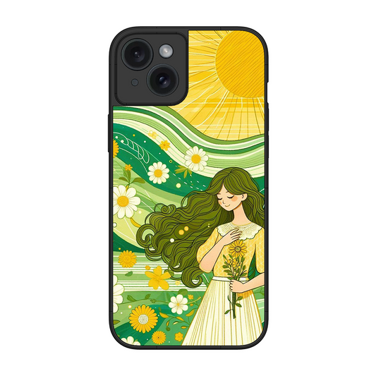 Floral Girl Printed Protective Phone Cover for iPhone 15 Plus