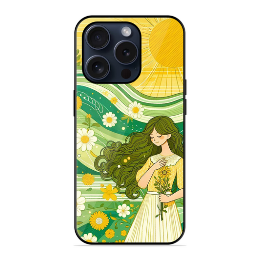 Floral Girl Printed Protective Phone Cover for iPhone 15 Pro Max
