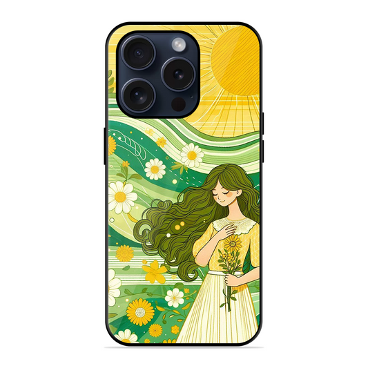 Floral Girl Printed Protective Phone Cover for iPhone 15 Pro