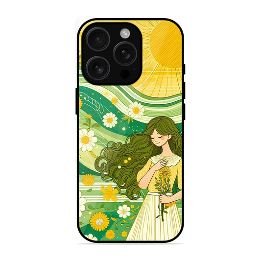 Floral Girl Printed Protective Phone Cover for iPhone 16 Pro