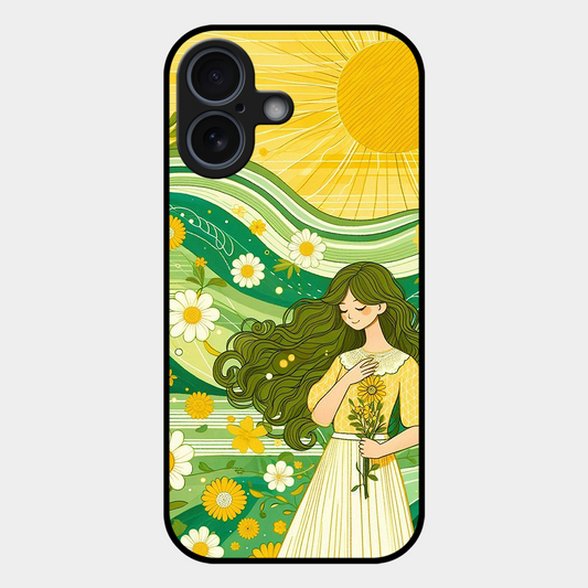 Floral Girl Printed Protective Phone Cover for iPhone 17