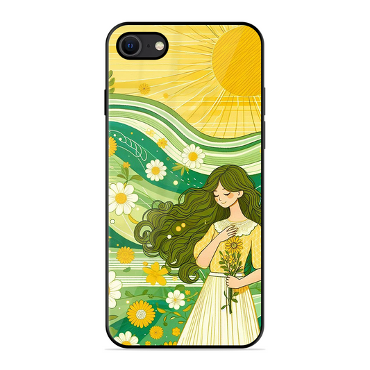 Floral Girl Printed Protective Phone Cover for iPhone SE 2020