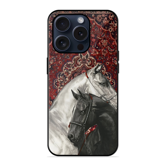 White Black Unicorn Printed Protective Phone Cover for iPhone 15 Pro