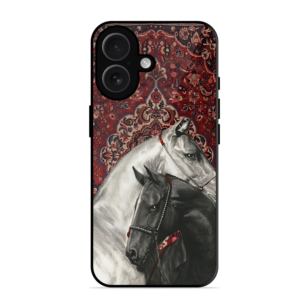 White Black Unicorn Printed Protective Phone Cover for iPhone 16 Plus