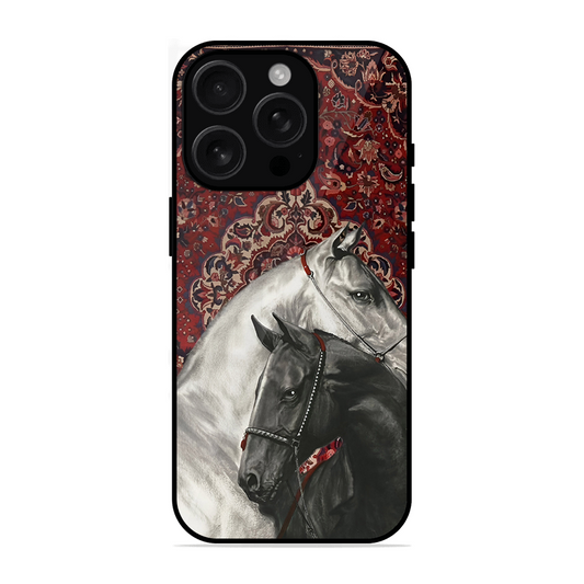 White Black Unicorn Printed Protective Phone Cover for iPhone 16 Pro