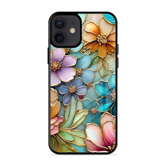 Colorful Flowers Printed Protective Phone Cover for iPhone 12 Mini