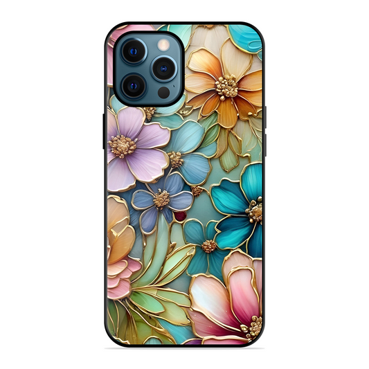 Colorful Flowers Printed Protective Phone Cover for iPhone 12 Pro