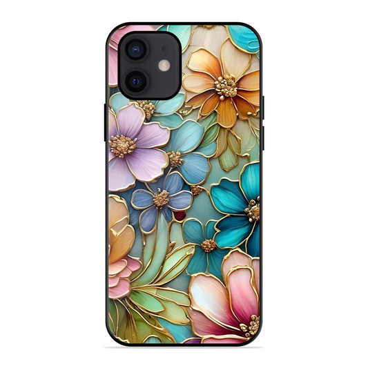 Colorful Flowers Printed Protective Phone Cover for iPhone 12