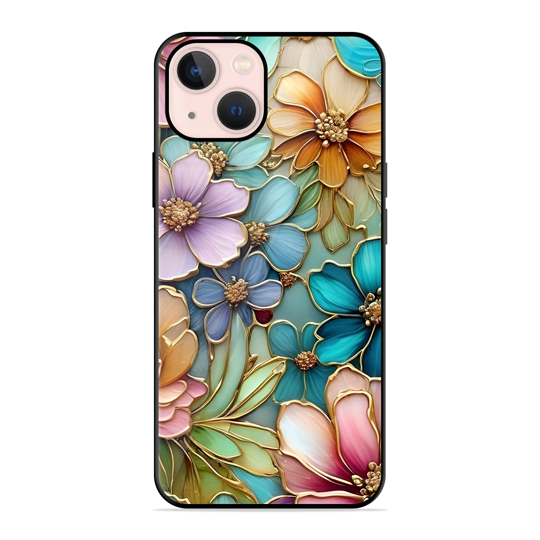 Colorful Flowers Printed Protective Phone Cover for iPhone 13 Mini