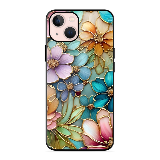 Colorful Flowers Printed Protective Phone Cover for iPhone 13 Mini