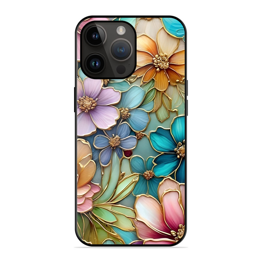 Colorful Flowers Printed Protective Phone Cover for iPhone 14 Pro