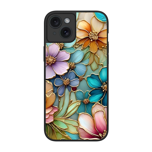 Colorful Flowers Printed Protective Phone Cover for iPhone 15 Plus