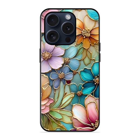 Colorful Flowers Printed Protective Phone Cover for iPhone 15 Pro Max