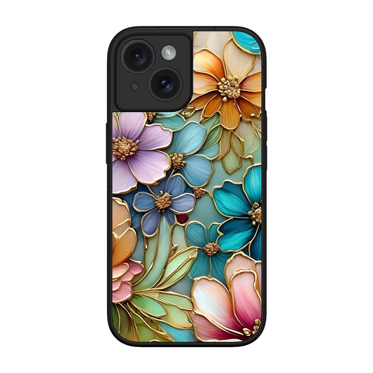 Colorful Flowers Printed Protective Phone Cover for iPhone 15