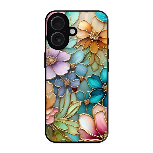 Colorful Flowers Printed Protective Phone Cover for iPhone 16 Plus