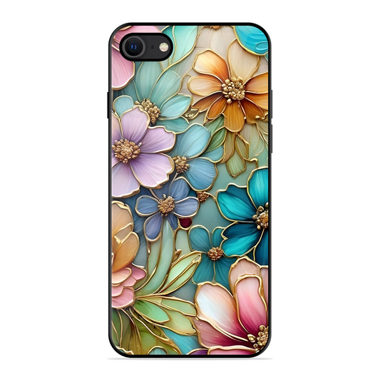 Colorful Flowers Printed Protective Phone Cover for iPhone SE 2020
