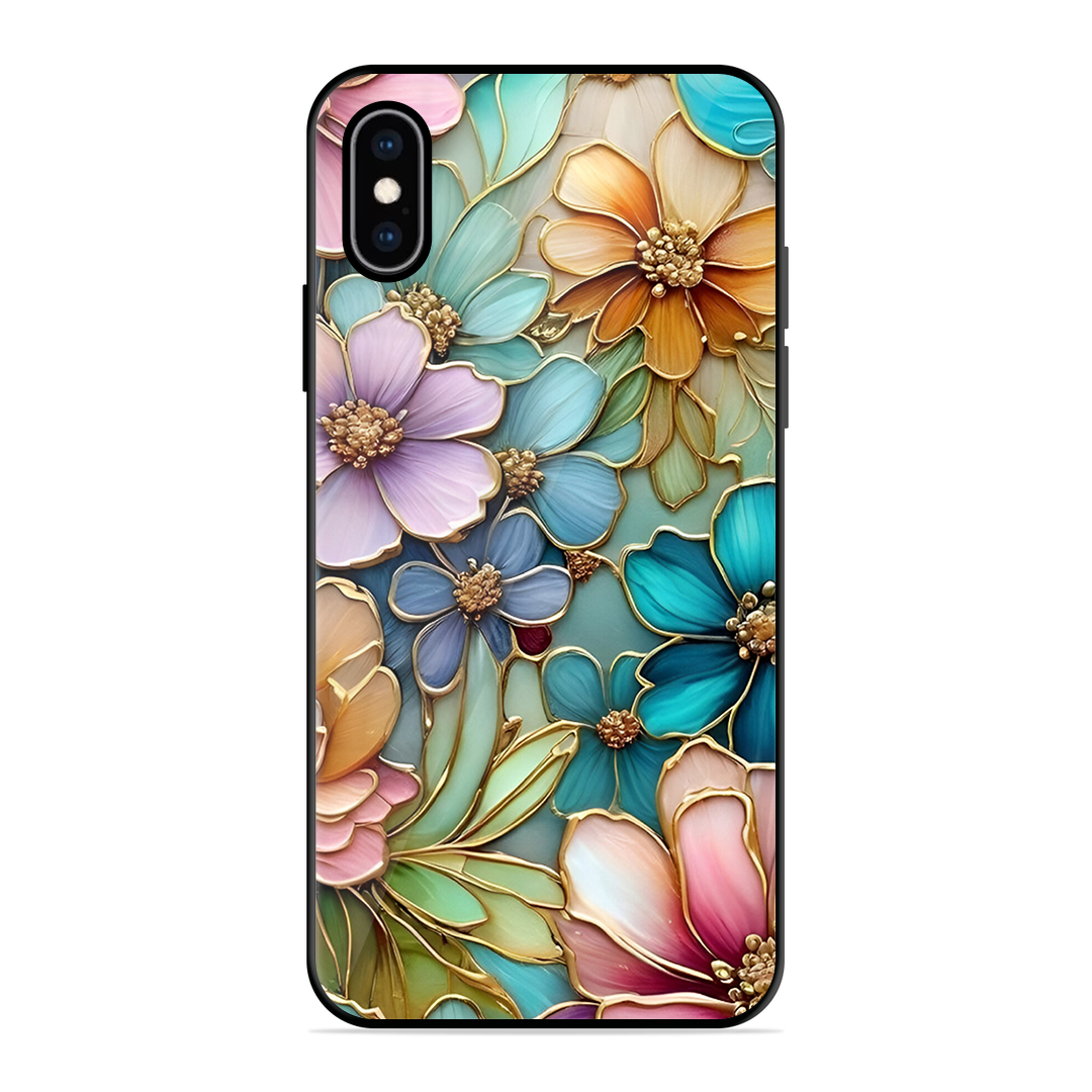 Colorful Flowers Printed Protective Phone Cover for iPhone XS