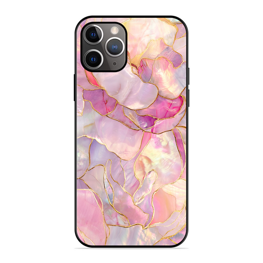 Pink with Golden Lines Printed Protective Phone Cover for iPhone 11 Pro Max