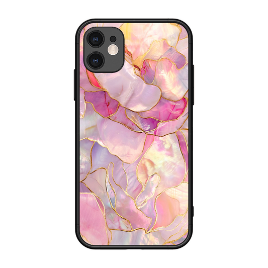 Pink with Golden Lines Printed Protective Phone Cover for iPhone 11