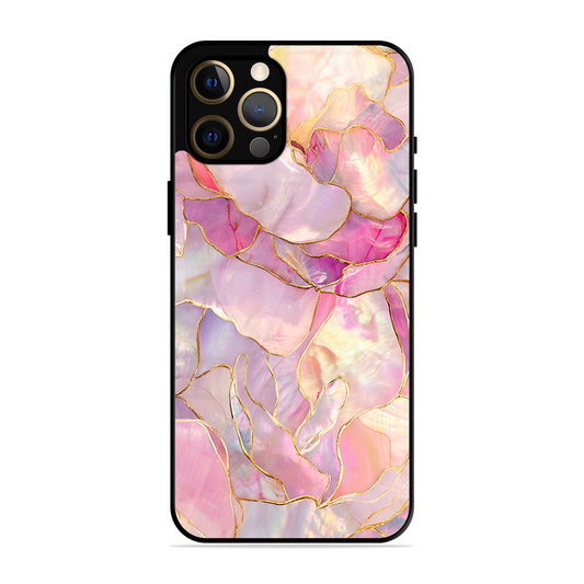 Pink with Golden Lines Printed Protective Phone Cover for iPhone 12 Pro Max