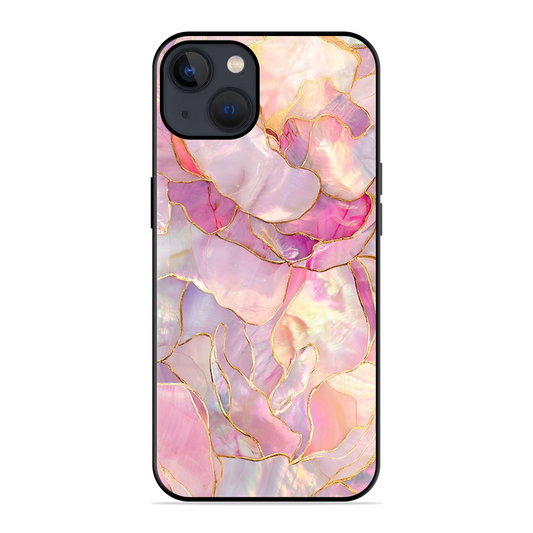 Pink with Golden Lines Printed Protective Phone Cover for iPhone 13
