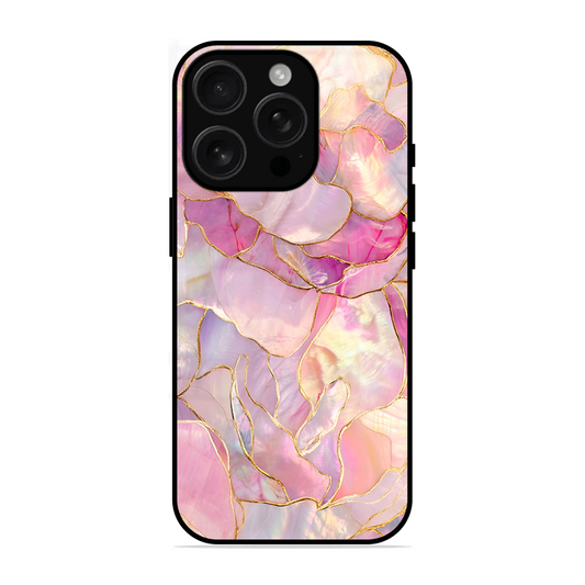 Pink with Golden Lines Printed Protective Phone Cover for iPhone 16 Pro