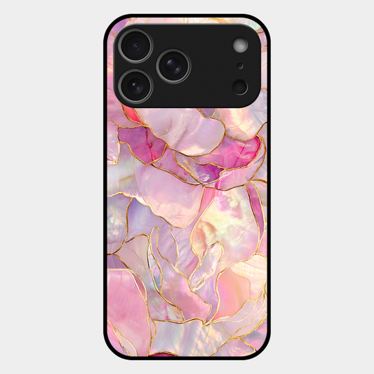 Pink with Golden Lines Printed Protective Phone Cover for iPhone 17 Pro Max
