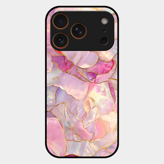 Pink with Golden Lines Printed Protective Phone Cover for iPhone 17 Pro