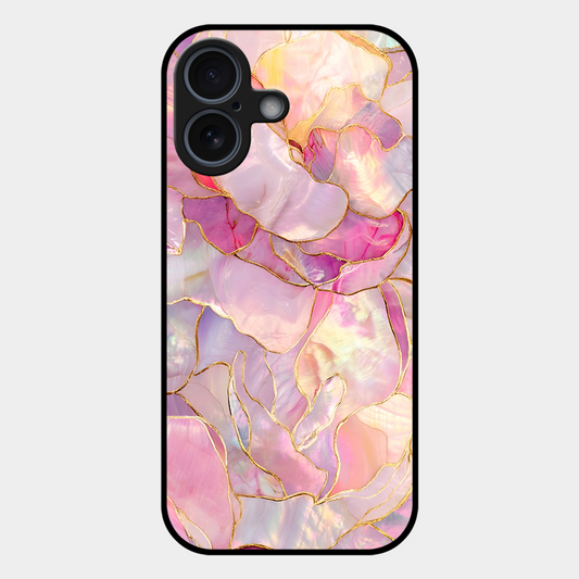 Pink with Golden Lines Printed Protective Phone Cover for iPhone 17