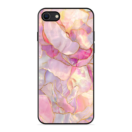 Pink with Golden Lines Printed Protective Phone Cover for iPhone SE 2020