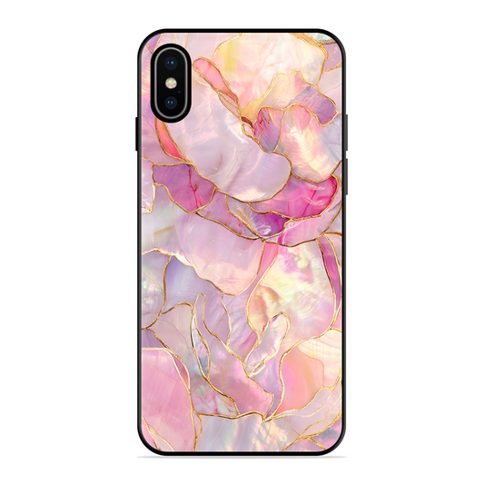 Pink with Golden Lines Printed Protective Phone Cover for iPhone X