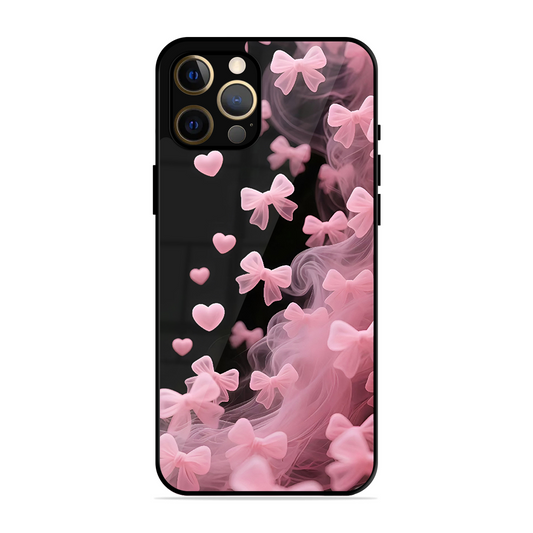 Pink Bow Hearts Printed Protective Phone Cover for iPhone 12 Pro Max